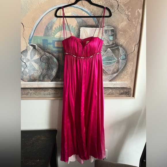 Marc Bouwer Glamiti 100 % Silk Pink Formal Long Dress - Picture 2 of 16